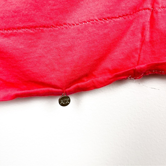 Armani Exchange Hot Pink Short Sleeve Tee with Silver Threaded Stripes - Picture 8 of 8